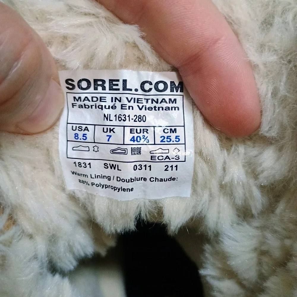 SOREL NL 1631-280 TIVOLI Waterproof Tan Black Fur Leather WINTER BOOTS 8.5